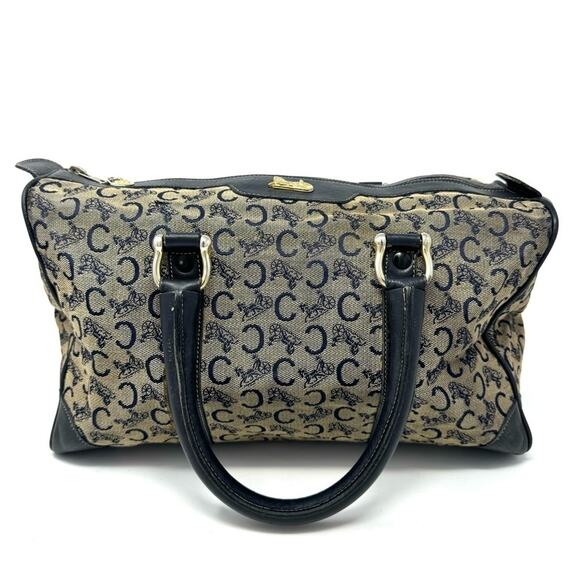 Celine Handbags - Celine Vintage Triomphe Blue Horse Macadam Boston Bag